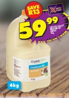 Crystal Valley Medium Fat Amasi 4Kg