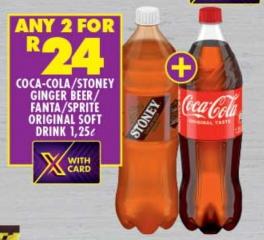 Coca-Cola/Stoney Ginger Beer/Fanta/Sprite Original Soft Drink 1.25 l