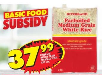 Ritebrand Parboiled Medium Grain White Rice 2kg