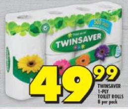 Twinsaver 1-Ply Toilet Rolls