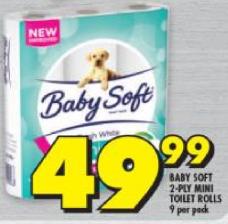 Baby Soft 2-Ply Mini Toilet Rolls