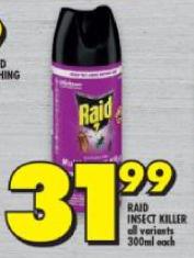 Raid Insect Killer, all variants 300ml