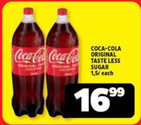 Coca-Cola Original Taste Less Sugar 1.5L