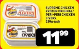 SUPREME CHICKEN FROZEN ORIGINAL/PERI-PERI CHICKEN LIVERS