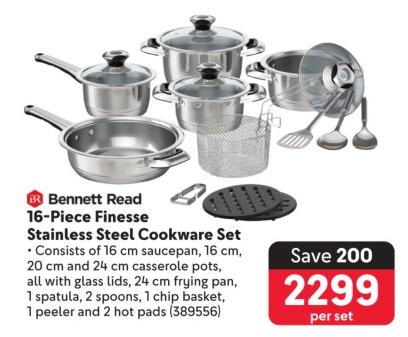 Bennett Read 16-Piece Finesse Stainless Steel Cookware Set