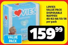 LOVIES VALUE PACK DISPOSABLE NAPPIES