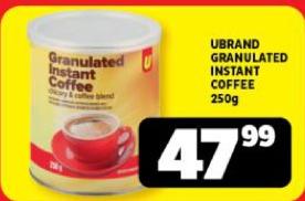 Ubrand Granulated Instant Coffee 250gm