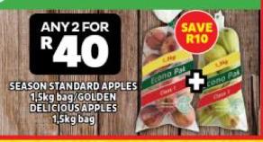 Season Standard Apples, 1.5kg bag / Golden Delicious Apples, 1.5kg bag