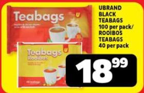 Ubrand Black Teabags 100 per pack / Rooibos Teabags 40 per pack