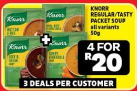 Knorr Regular/Tasty Packet Soup, all variants 50G