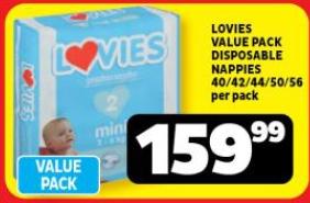 LOVIES VALUE PACK DISPOSABLE NAPPIES