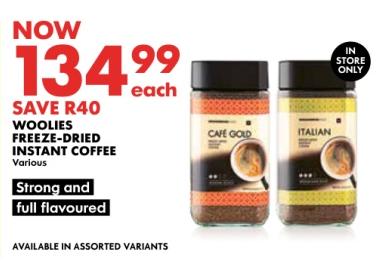 Woolies Freeze-Dried Instant Coffee - Various