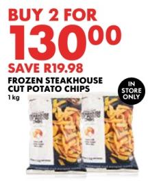 Woolworths Frozen Steakhouse Cut Potato Chips 1kg