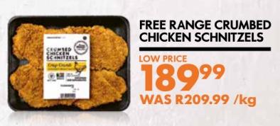 Woolworths Free Range Crumbed Chicken Schnitzels 1kg