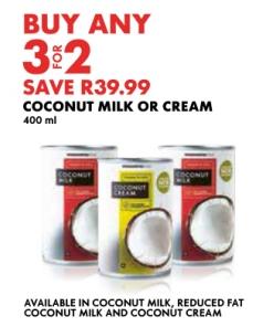 Buy Any 3 For 2 Woolworths Coconut Milk or Cream 400ml