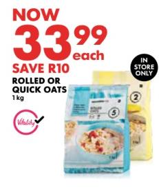 Woolworths Rolled or Quick Oats 1kg