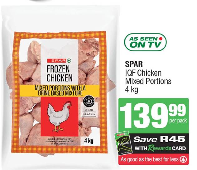 SPAR IQF Chicken Mixed Portions 4Kg