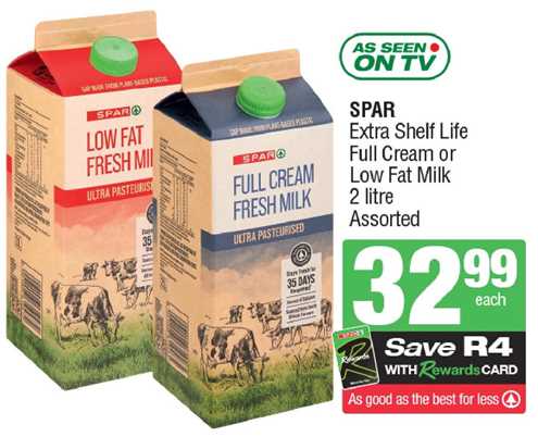 Extra Shelf Life Full Cream or Low Fat Milk 2l