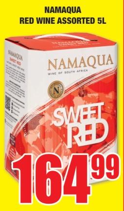 Namaqua Sweet Red Wine Assorted 5L