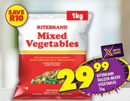 Ritebrand Frozen Mixed Vegetables 1kg