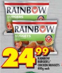 RAINBOW BURGERS/CHICKEN NUGGETS 400g Each