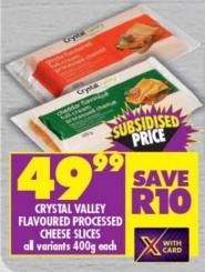 Crystal Valley Flavoured Processed Cheese Slices All Variants 400g Each