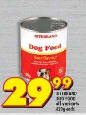 RITEBRAND DOG FOOD all variants 820g each