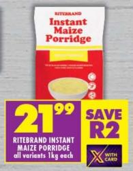 RITEBRAND INSTANT MAIZE PORRIDGE all variants 1kg each