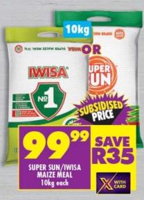 Super Sun/Iwisa Maize Meal 10kg each