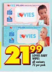 LOVIES Baby Wipes all variants 72 Per Pack