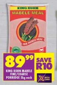 King Korn Mabele Fine/Coarse Porridge 5kg Each