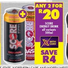 SCORE Energy Drink all variants 500ml