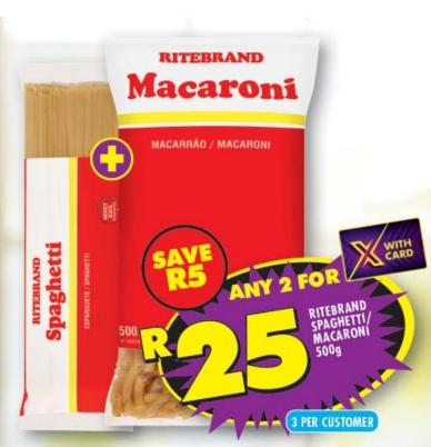 Ritebrand Spaghetti and Macaroni 500gm