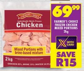 Farmer's Choice Frozen Chicken Mixed Portions 2kg