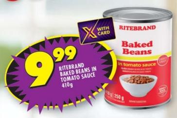 Ritebrand Baked Beans in Tomato Sauce 410g