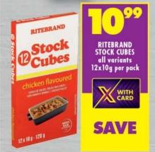 RITEBRAND Stock Cubes chicken flavoured 12x10g per pack