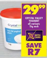 Crystal Valley Yoghurt all variants 1kg each