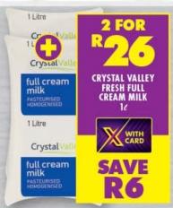 Crystal Valley Fresh Full Cream Milk 1L