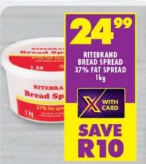 RITEBRAND BREAD SPREAD 37% FAT SPREAD 1kg