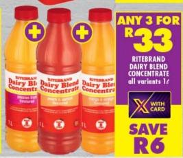 Ritebrand Dairy Blend Concentrate all variants 1ltr