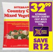 RITEBRAND FROZEN COUNTRY CROP MIXED VEGETABLES 900g