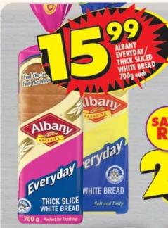 Albany Everyday Thick Sliced White Bread 700g