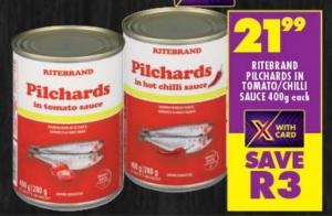 Ritebrand Pilchards in tomato/chilli sauce 400g