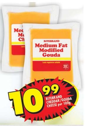 Ritebrand Medium Fat Modified Gouda Cheese 100g