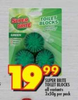 Super Brite Toilet Blocks - Green 3x50g