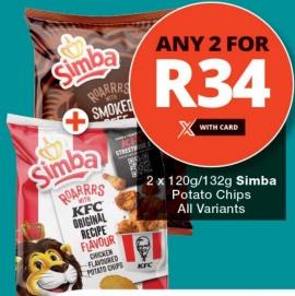 Simba Roarrrs KFC Original Recipe Flavour Potato Chips 2x120gm/132gm