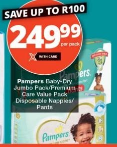 Pampers Baby-Dry Jumbo Pack/Premium Care Value Pack Disposable Nappies/Pants