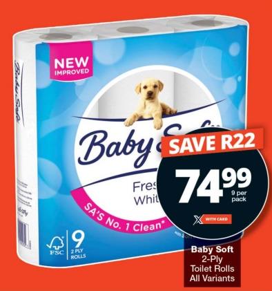 Baby Soft 2-Ply Toilet Rolls