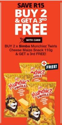 Simba Munchiez Twirls Cheese Maize Snack BUY 2 FOR GET 3RD FREE