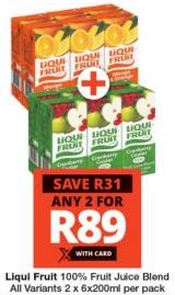 Liqui Fruit 100% Fruit Juice Blend All Variants 2 x 6x200ml per pack ANY 2 FOR 